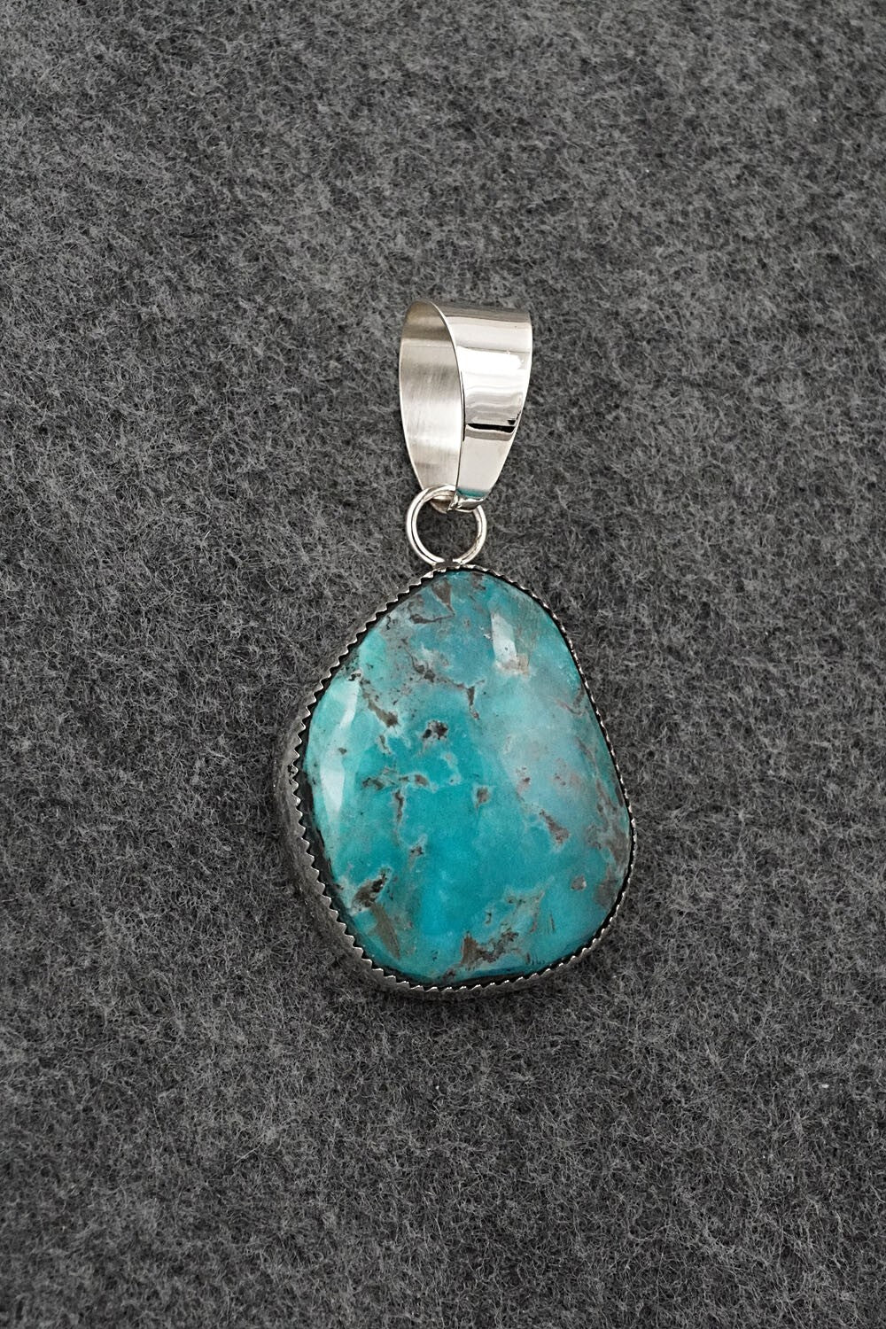 Turquoise and Sterling Silver Pendant - Leslie Nez