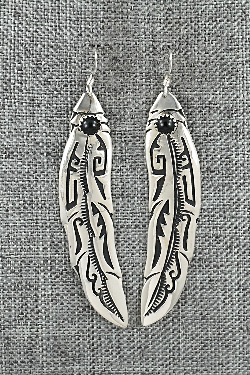Onyx & Sterling Silver Earrings - Rosita Singer