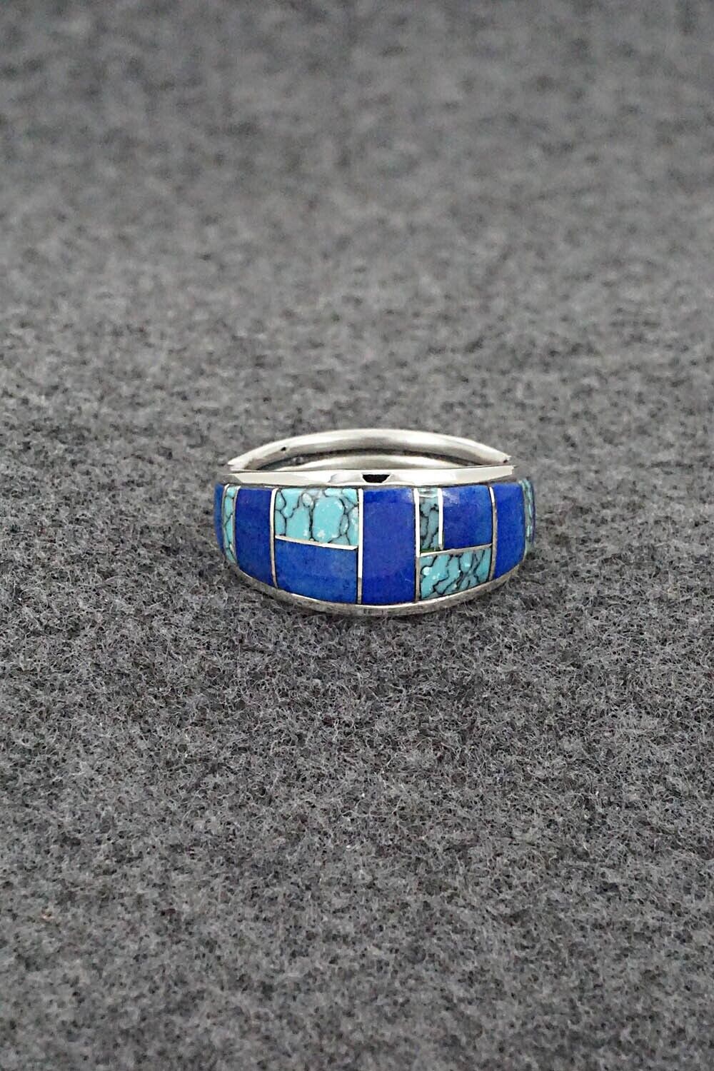 Turquoise, Lapis & Sterling Silver Ring - Edison Yazzie - Size 10