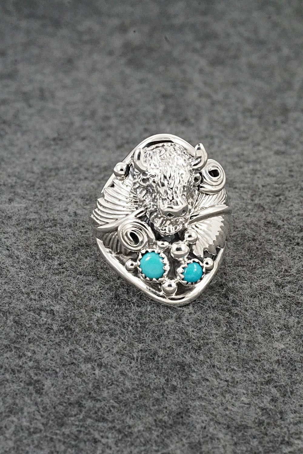 Turquoise & Sterling Silver Ring - Darrell Morgan - Size 9.75