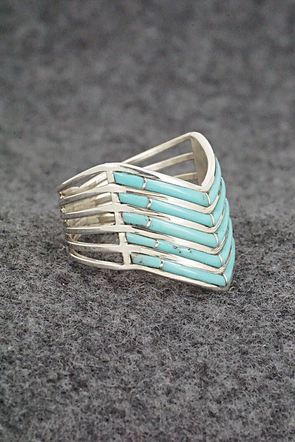 Turquoise & Sterling Silver Ring - Andrew Enrico - Size 9.5