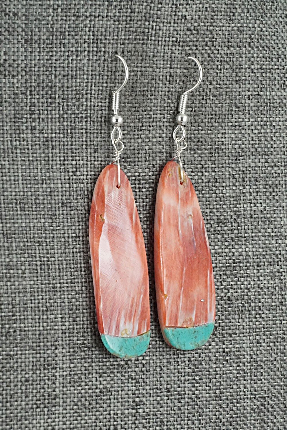 Spiny Oyster, Turquoise & Sterling Silver Earrings - Louise Pete