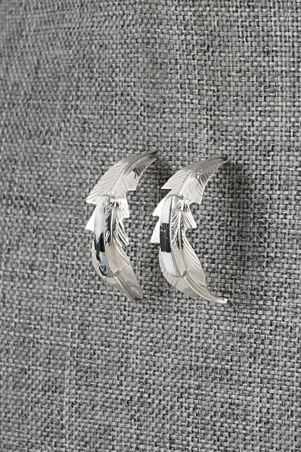 White Buffalo & Sterling Silver Earrings - Alan Barney