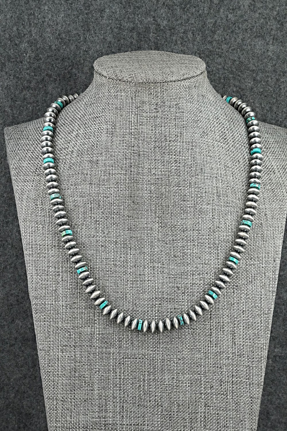 Turquoise & Sterling Silver Navajo Pearl Necklace 18" - Tonisha Haley