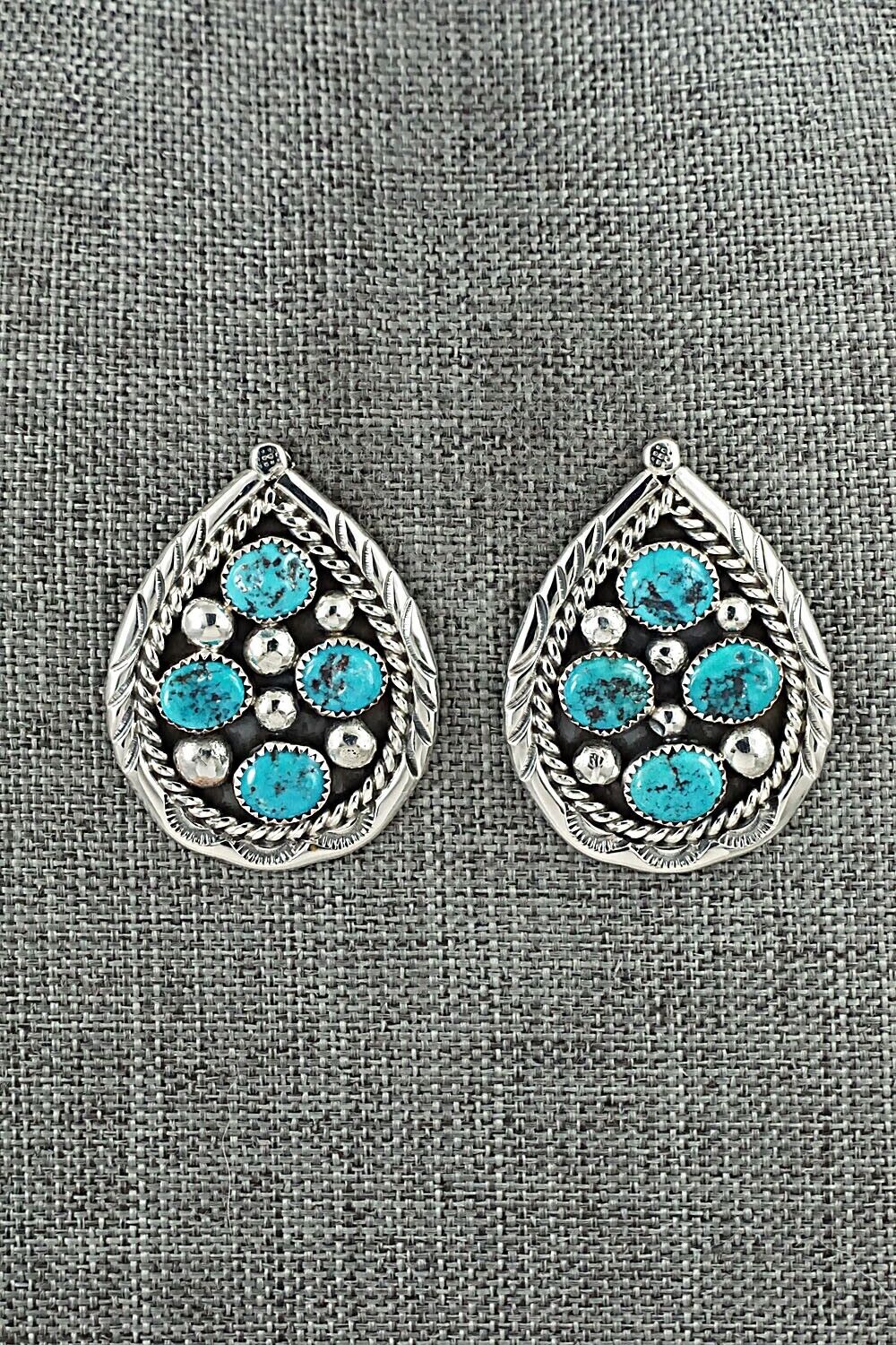Turquoise & Sterling Silver Earrings - Chester Charley