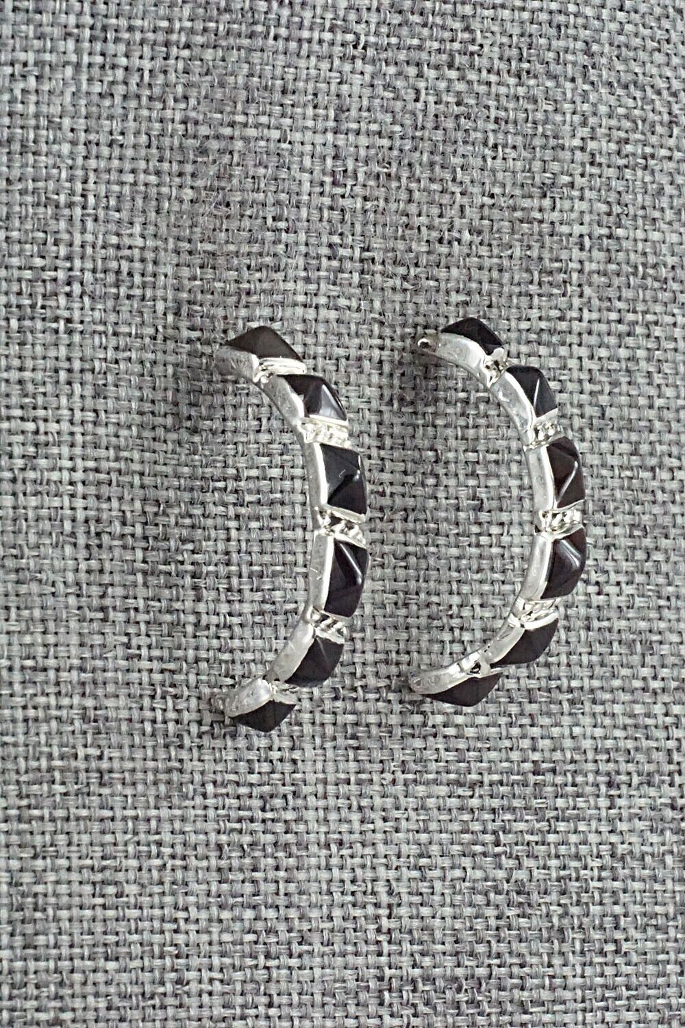 Onyx & Sterling Silver Earrings - M. Chavez