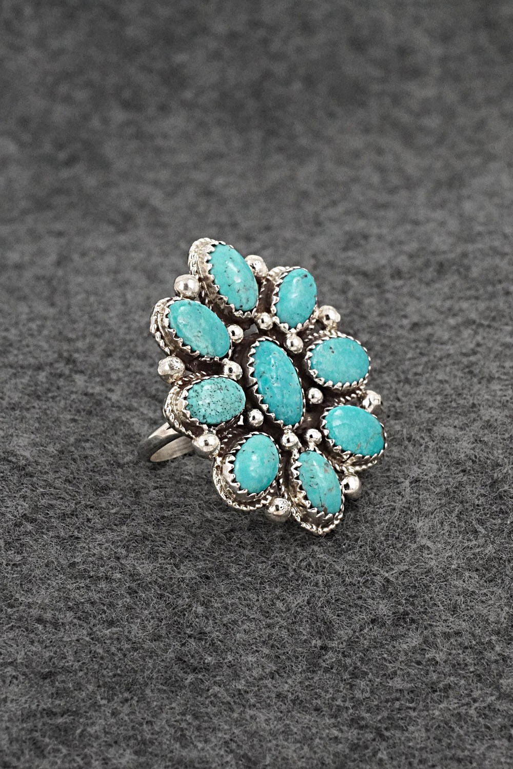 Turquoise & Sterling Silver Ring - Ernest Hawthorne - Size 7.75