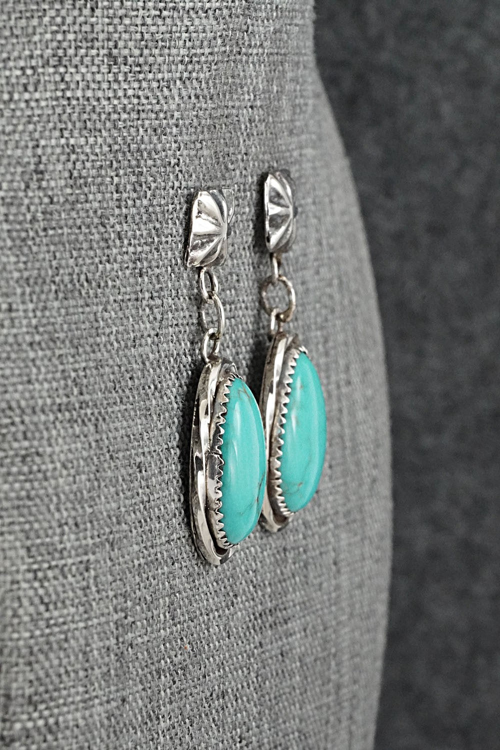 Turquoise & Sterling Silver Earrings - Ernest Hawthorne