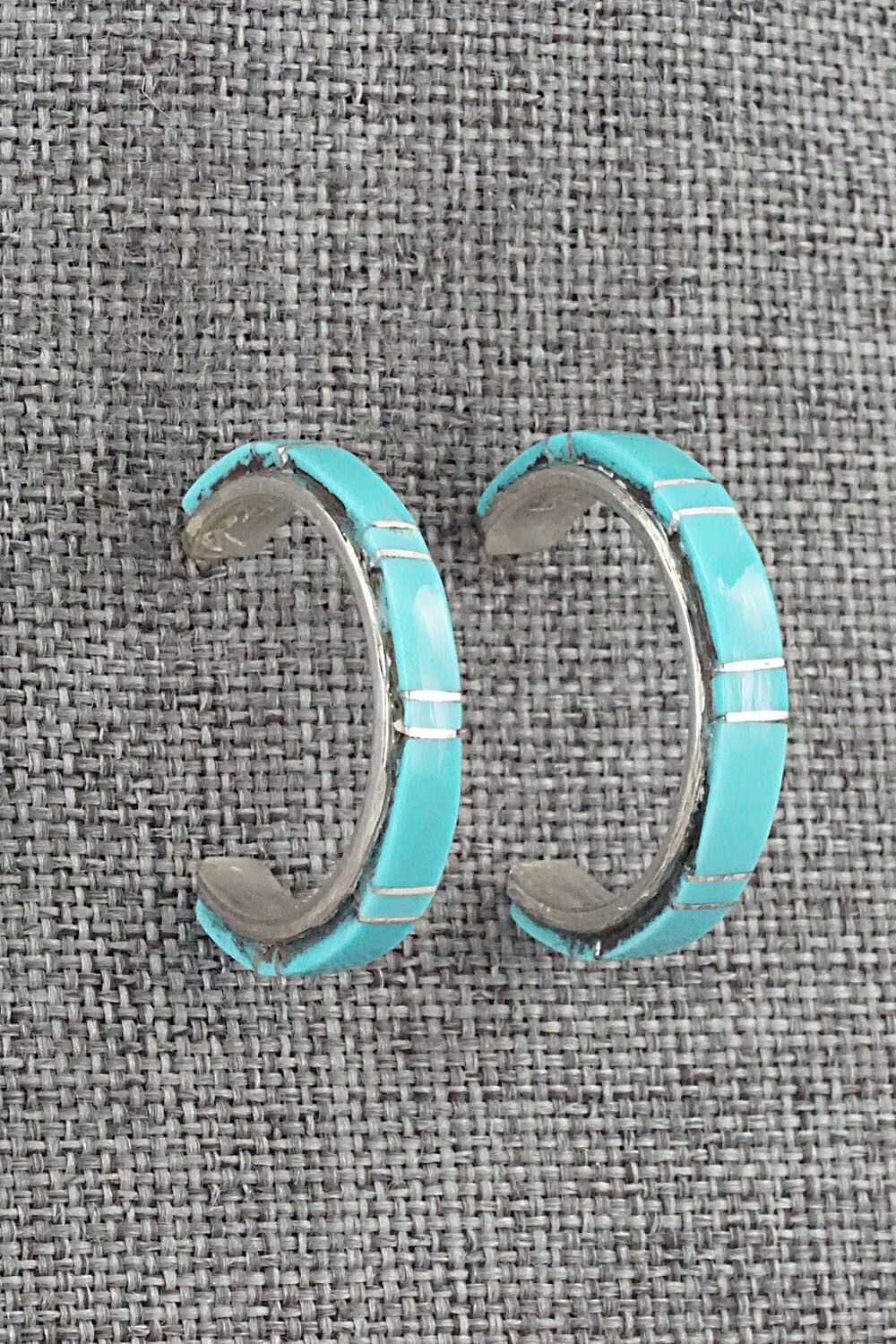 Turquoise & Sterling Silver Hoop Earrings - Terrance Panteah