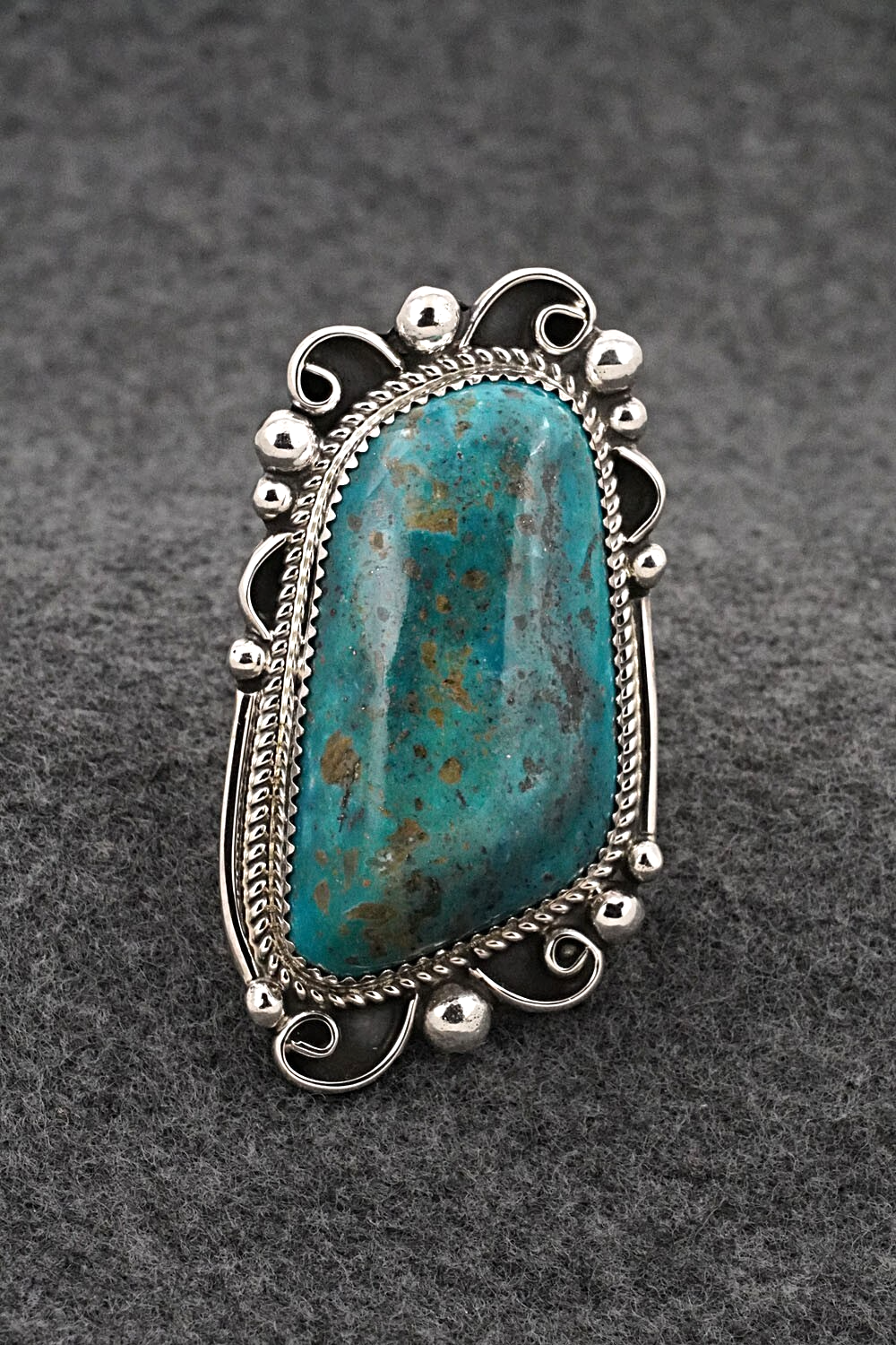 Turquoise & Sterling Silver Ring - Leslie Nez - Size 10