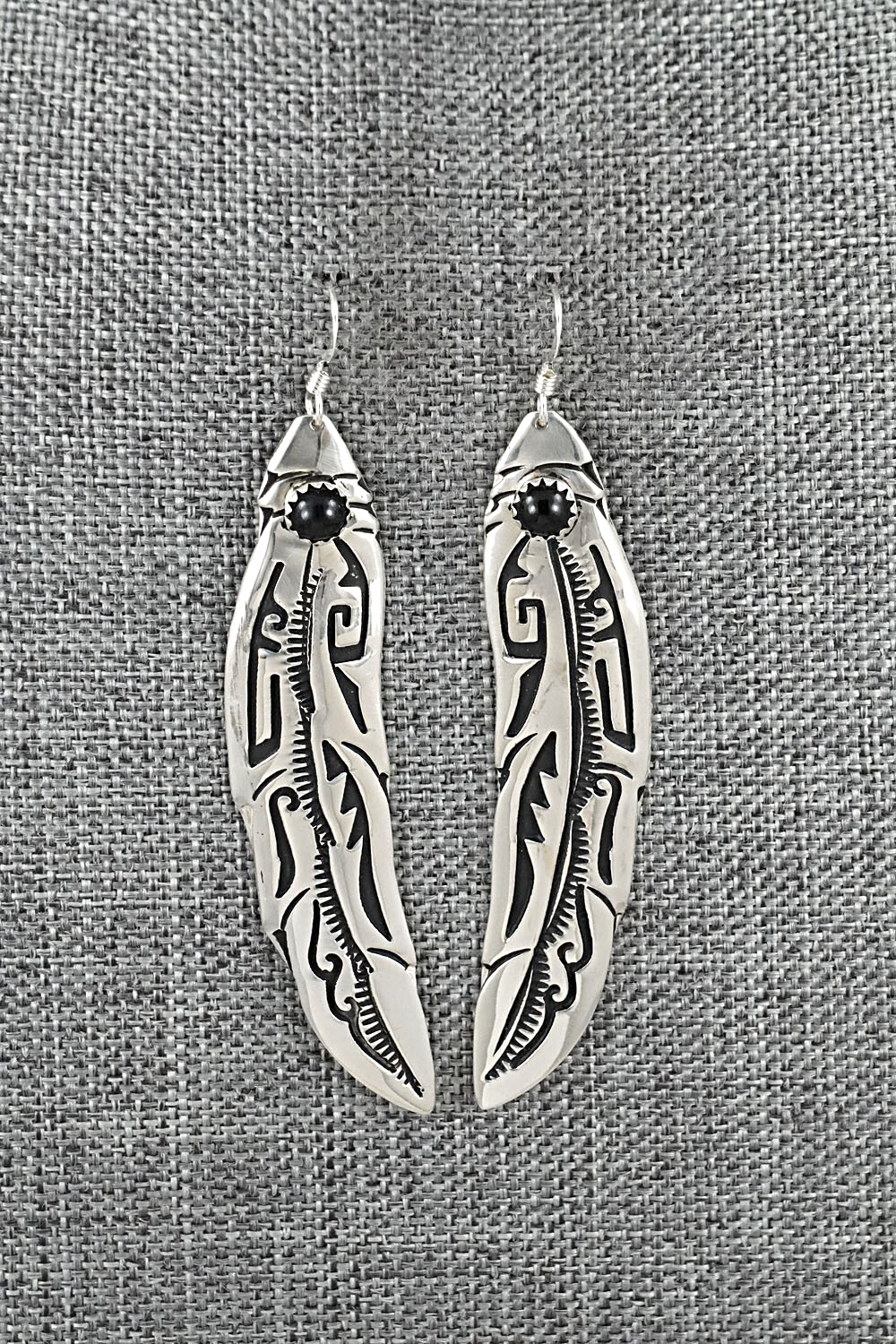 Onyx & Sterling Silver Earrings - Rosita Singer