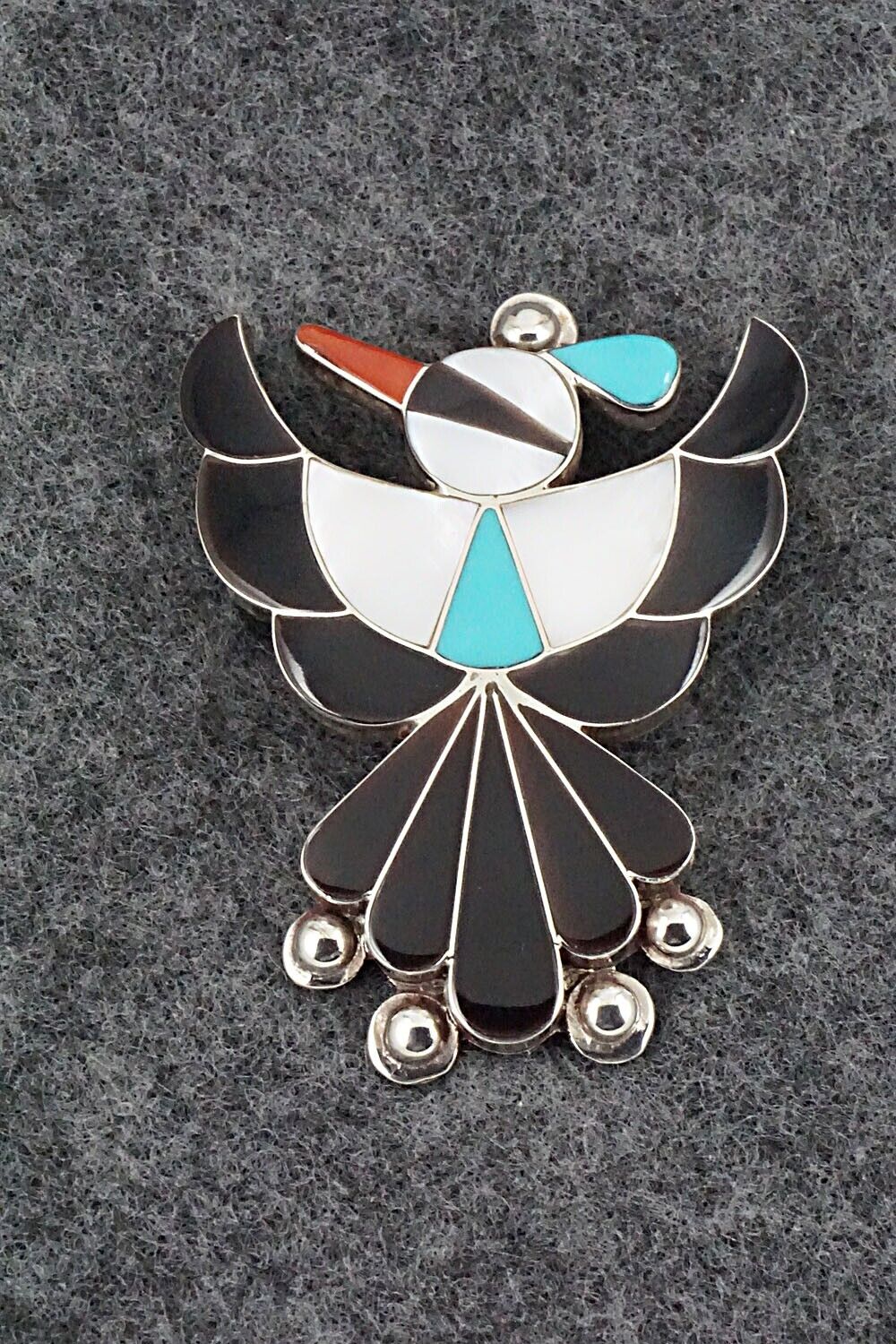 Multi Stone & Sterling Silver Inlay Pendant / Pin - Leavus Ahiyite