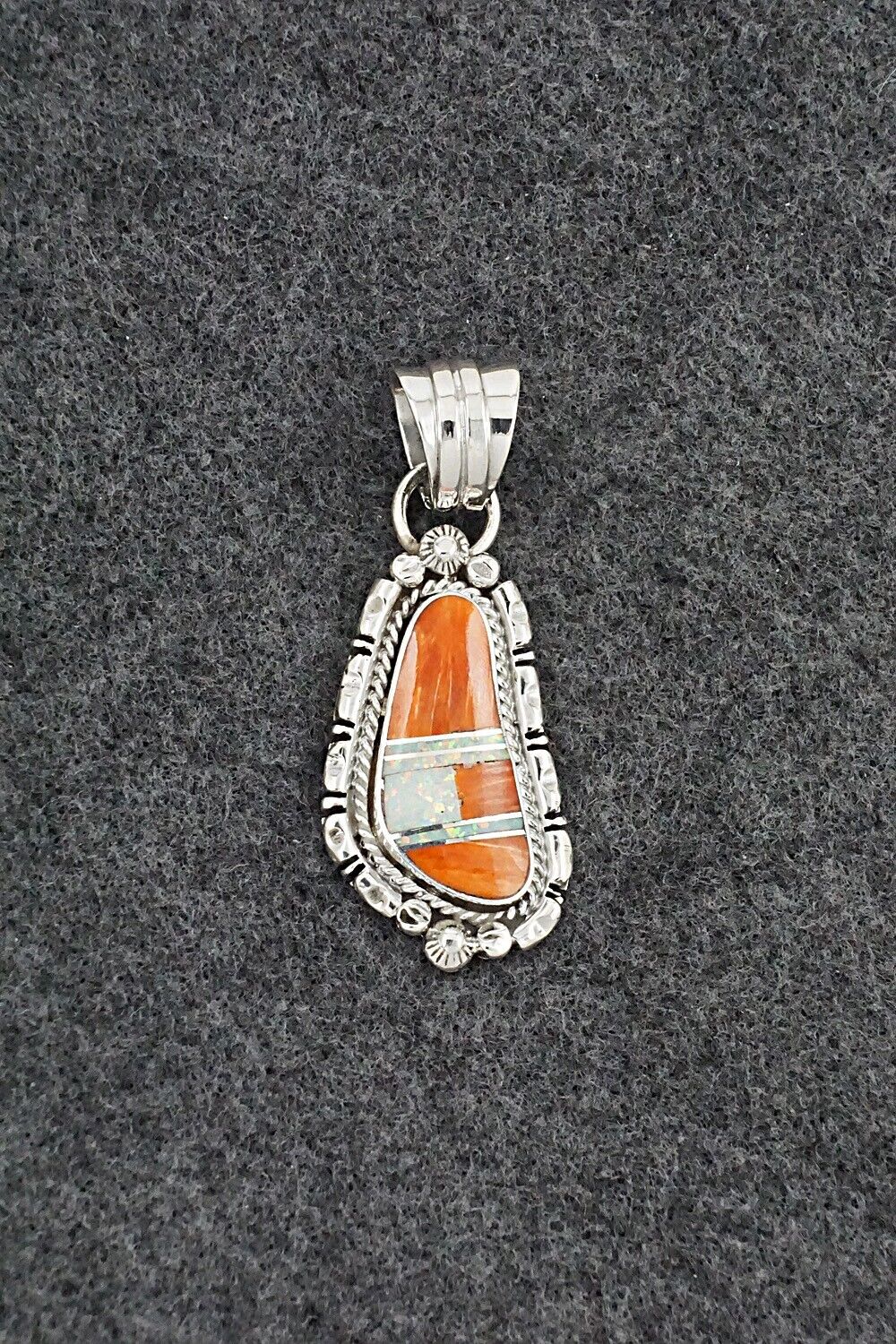 Spiny Oyster, Opalite & Sterling Silver Pendant - James Manygoats
