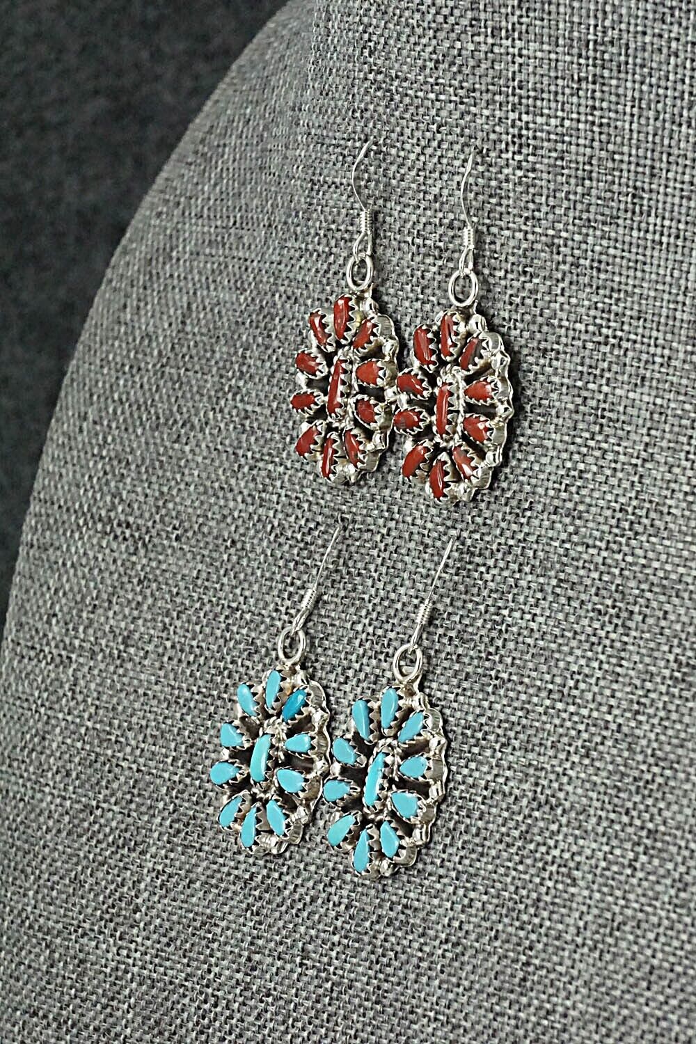 Turquoise, Coral & Sterling Silver Squash Blossom Set - Elton Jones