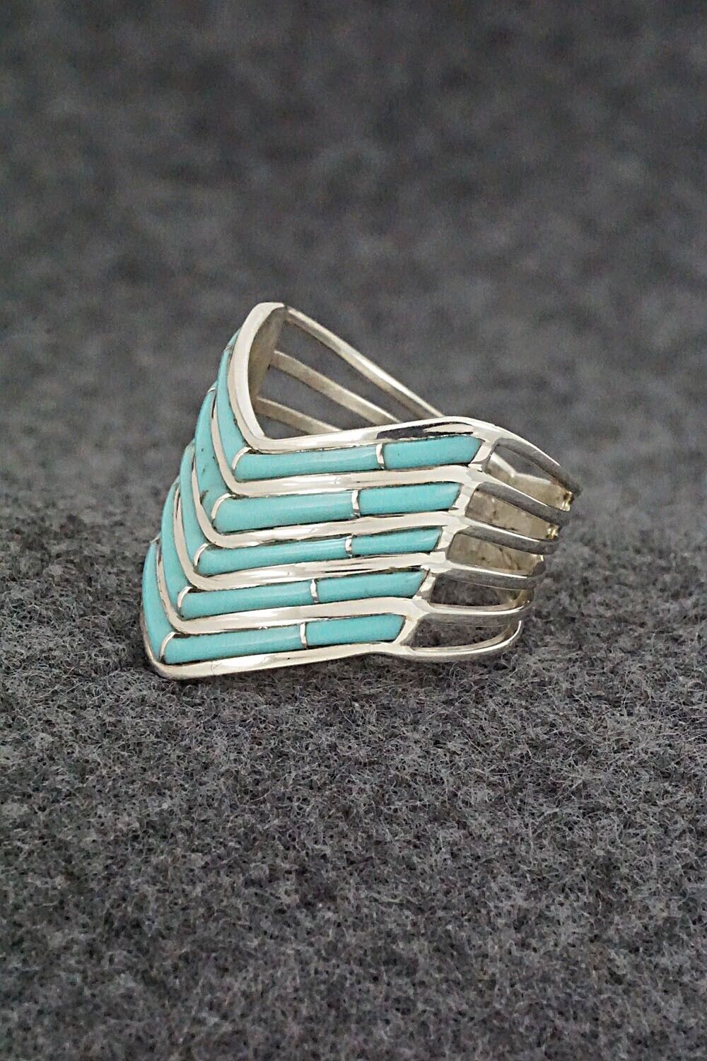Turquoise & Sterling Silver Ring - Andrew Enrico - Size 9.5