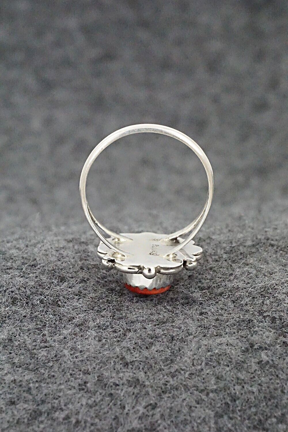 Spiny Oyster & Sterling Silver Ring - Freda Martinez - Size 8