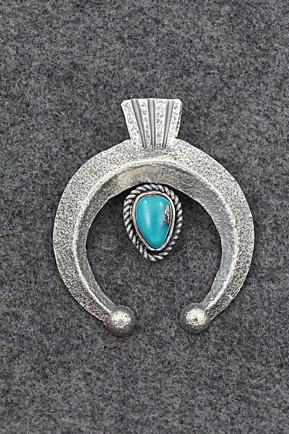 Turquoise & Sterling Silver Naja Pendant - Harrison Bitsue