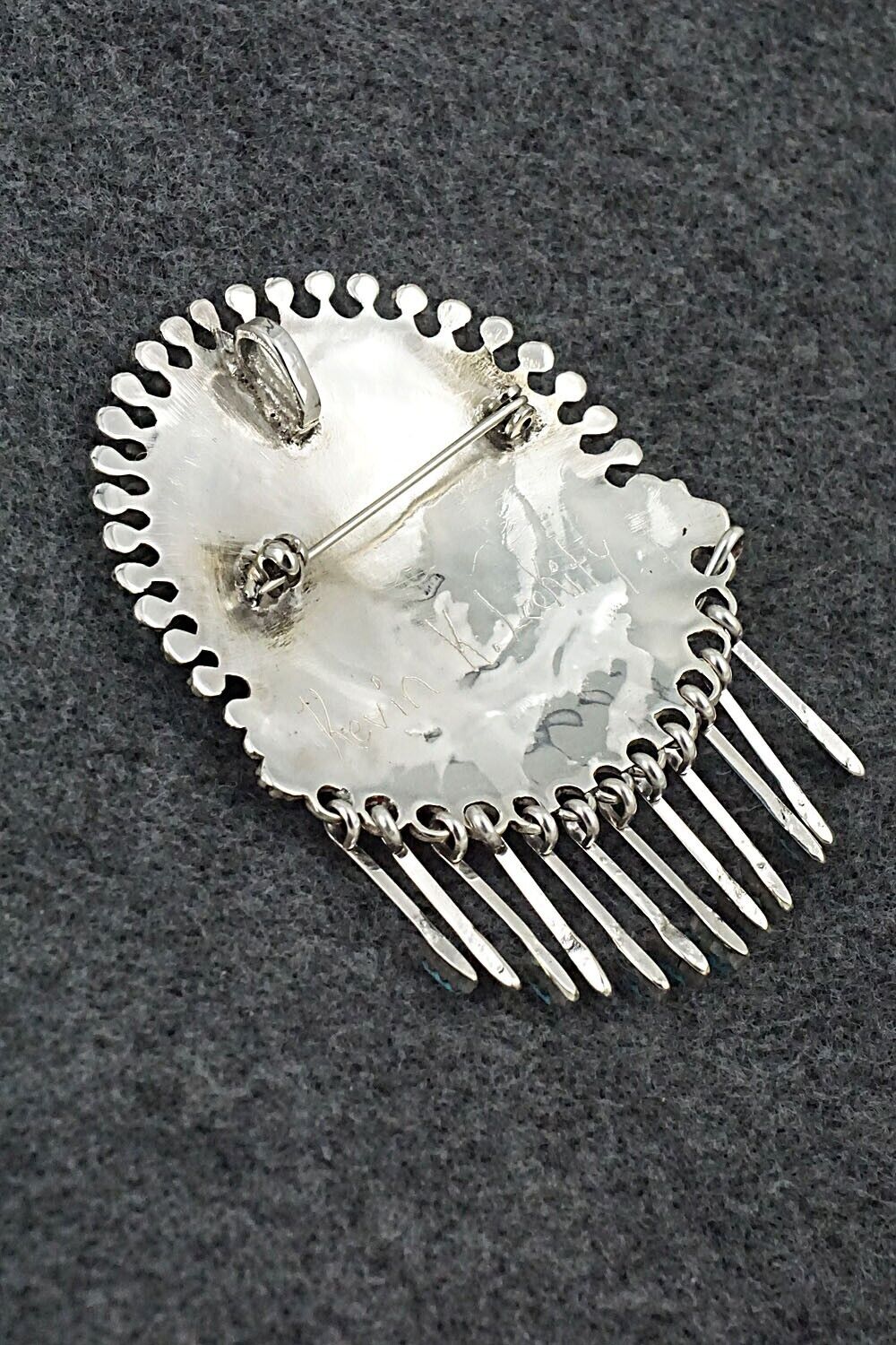 Turquoise & Sterling Silver Pendant/Pin - Kevin Leekity