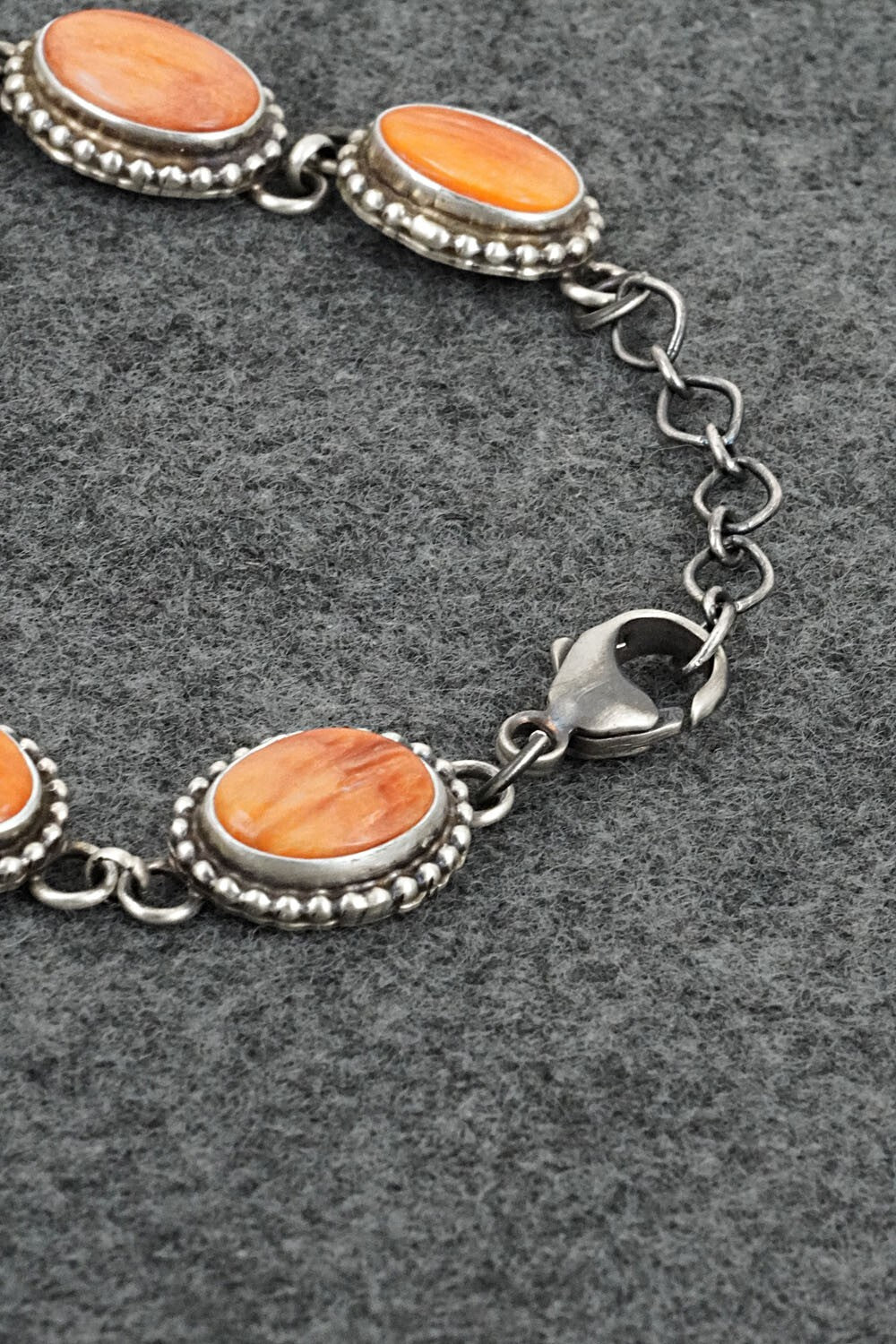 Spiny Oyster & Sterling Silver Link Bracelet - Kathleen Livingston