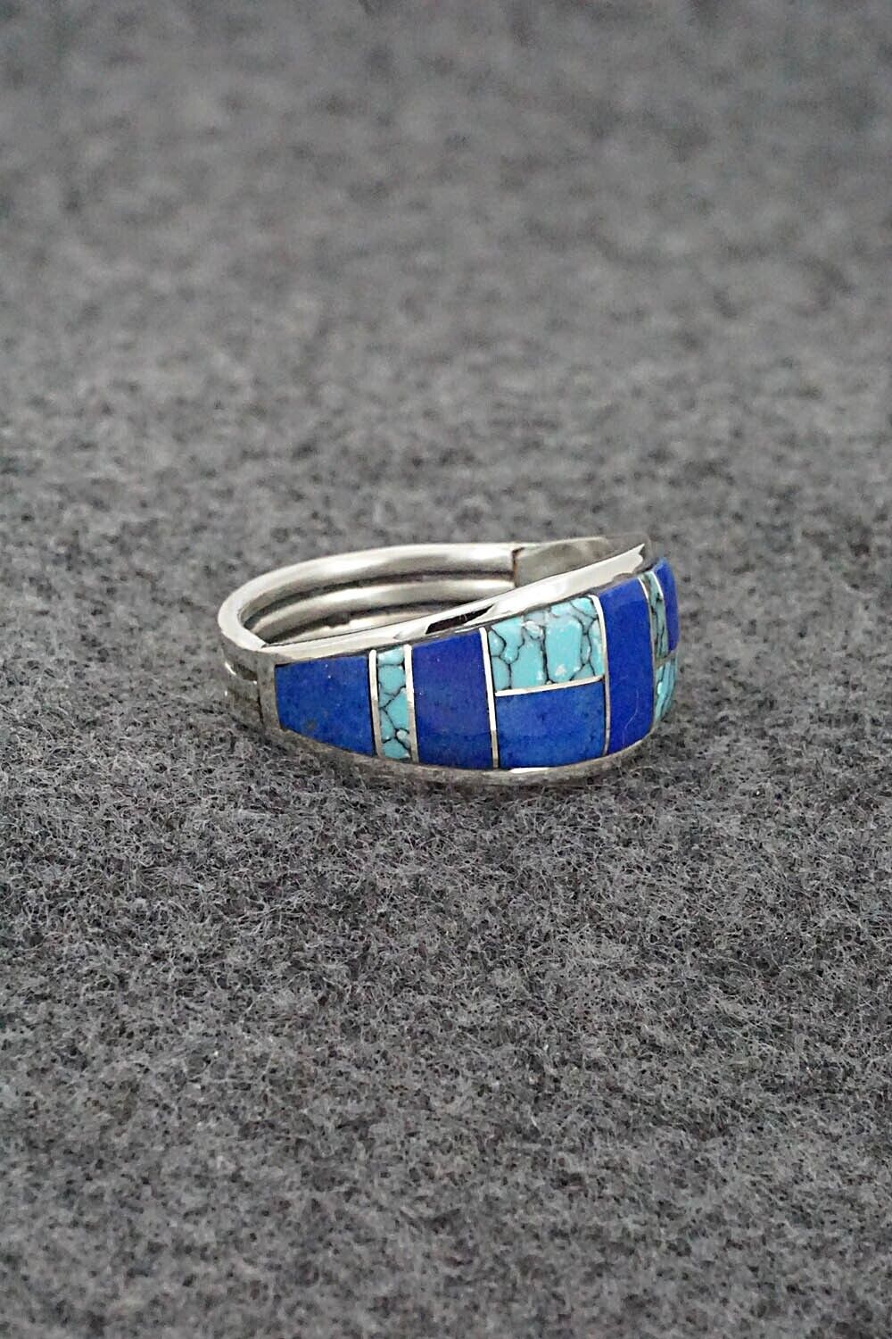 Turquoise, Lapis & Sterling Silver Ring - Edison Yazzie - Size 10