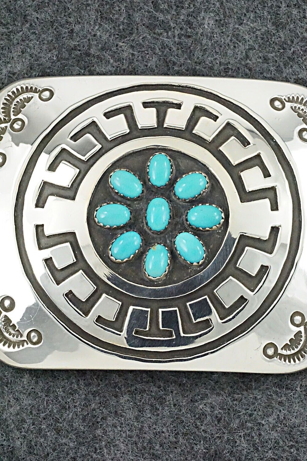 Turquoise & Sterling Silver Belt Buckle - Rosco Scott