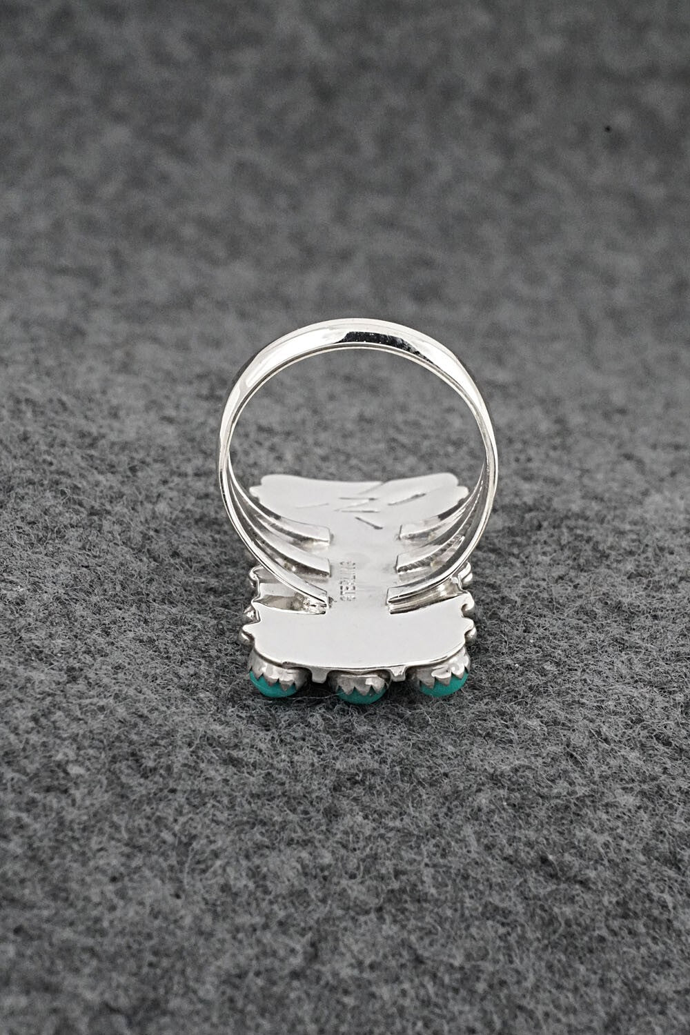 Turquoise & Sterling Silver Ring - Kenny Lonjose - Size 6.5