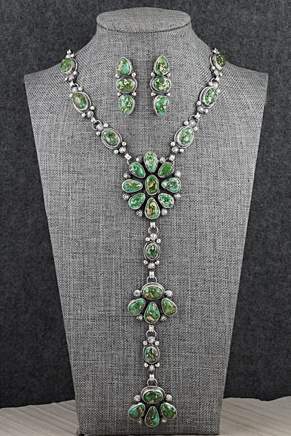 Turquoise & Sterling Silver Necklace and Earrings Set - Kathleen Livingston