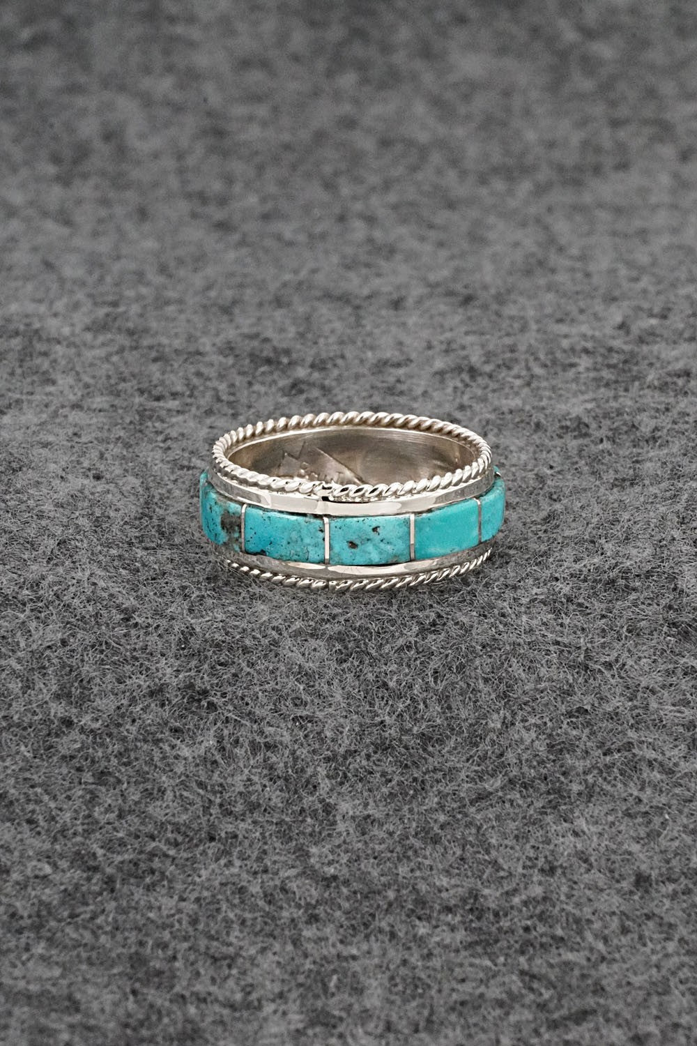Turquoise & Sterling Silver Ring - Bruce Johnson - Size 8