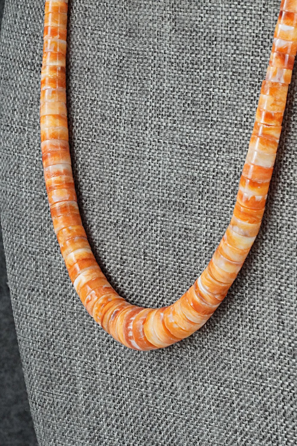 Spiny Oyster & Sterling Silver Necklace 18" - Doreen Jake
