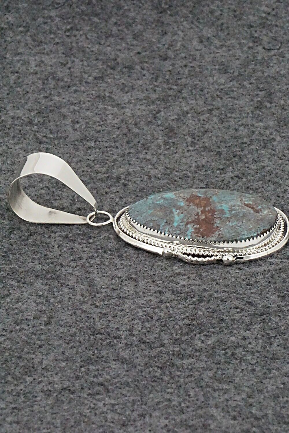 Turquoise and Sterling Silver Pendant - Leslie Nez