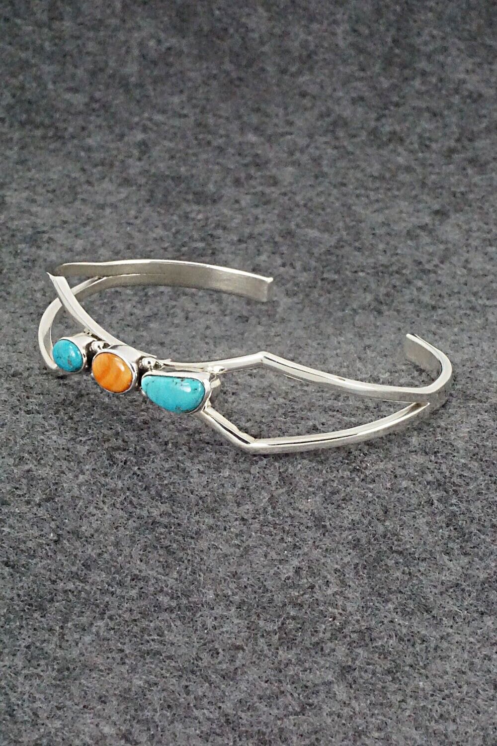 Turquoise, Spiny Oyster & Sterling Silver Bracelet - Bernyse Chavez
