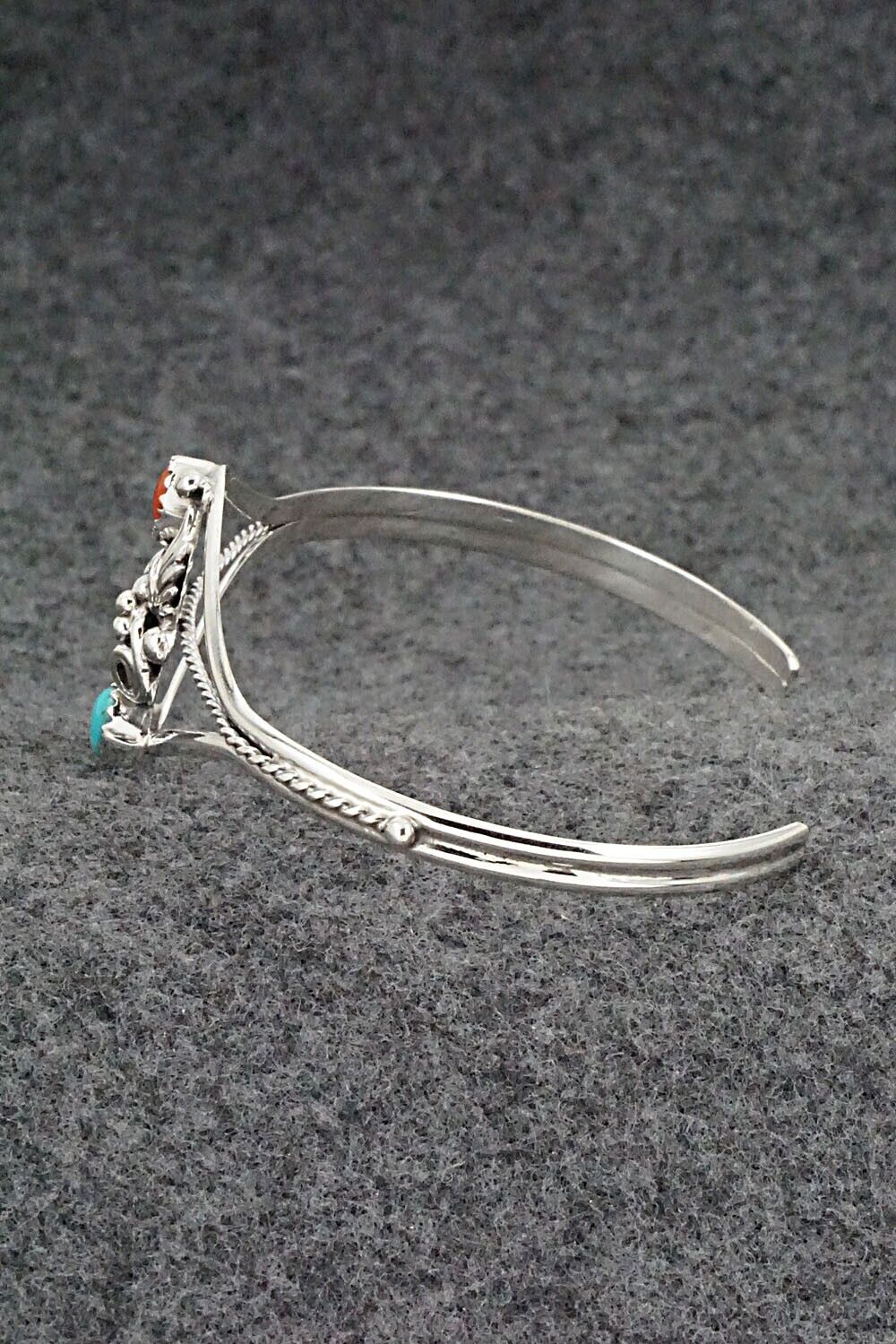 Turquoise, Coral & Sterling Silver Bracelet - William Begay