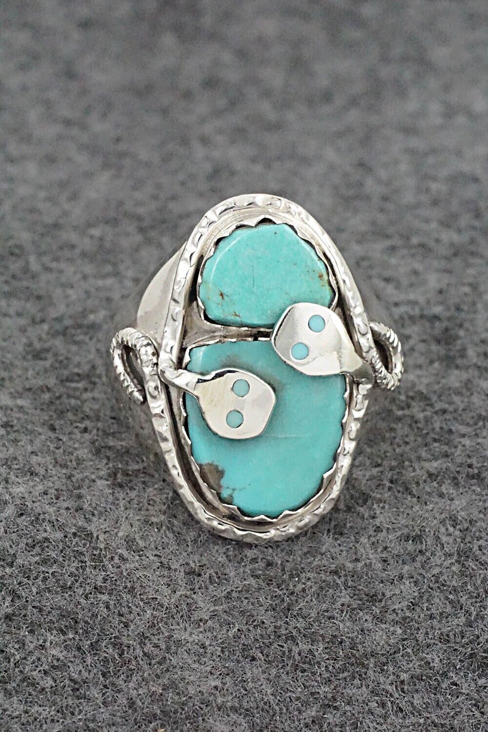 Turquoise & Sterling Silver Ring - Joy Calavaza - Size 12