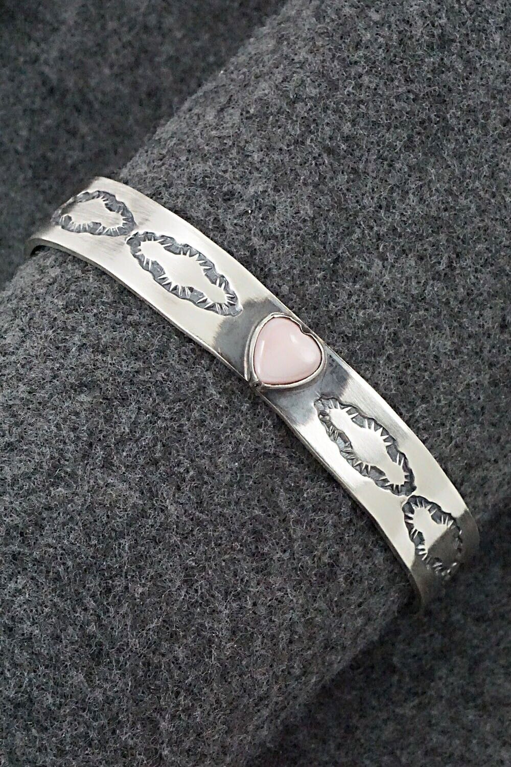 Pink Conch Shell & Sterling Silver Bracelet - Gary Sandoval
