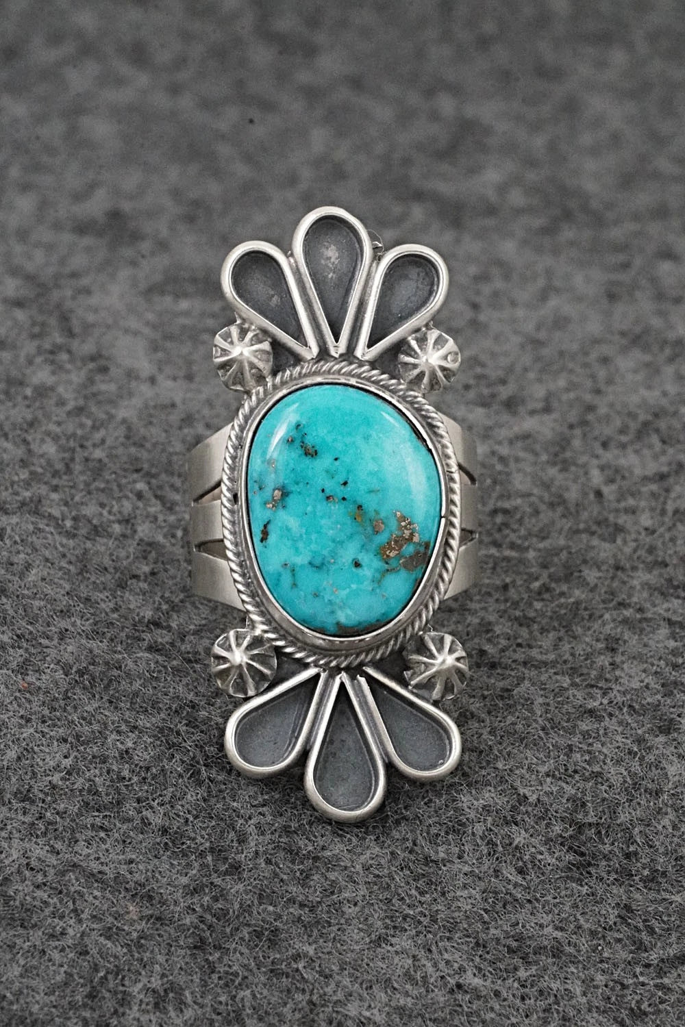 Turquoise & Sterling Silver Ring - Darrin Livingston - Size 8