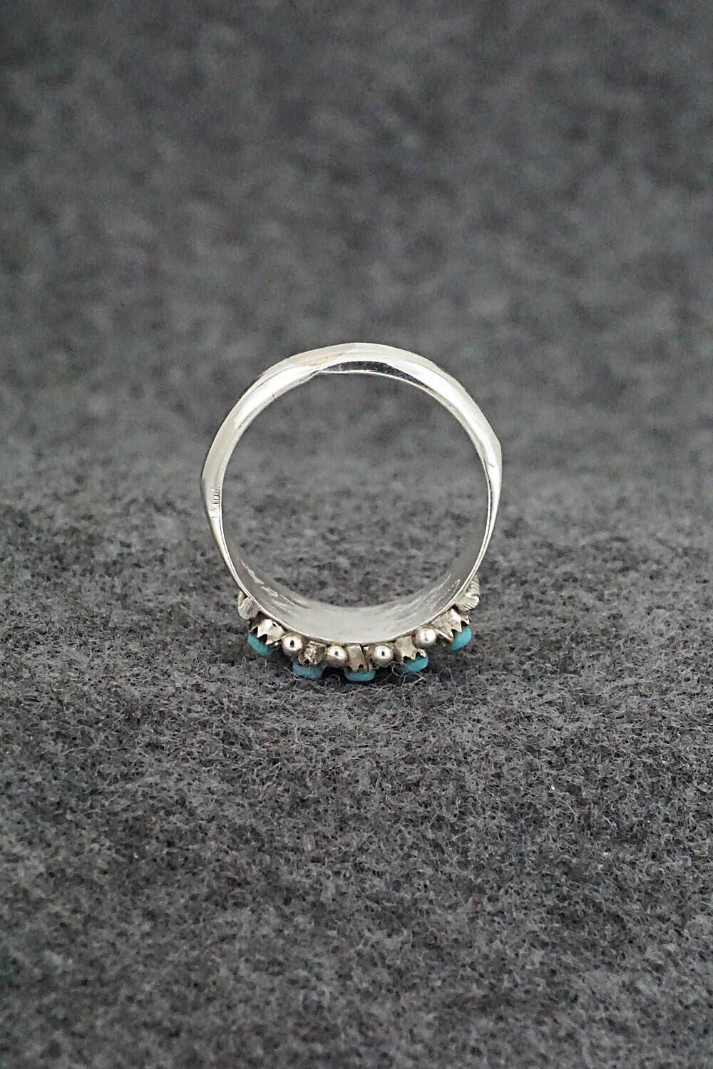 Turquoise & Sterling Silver Ring - April Haloo - Size 7.25