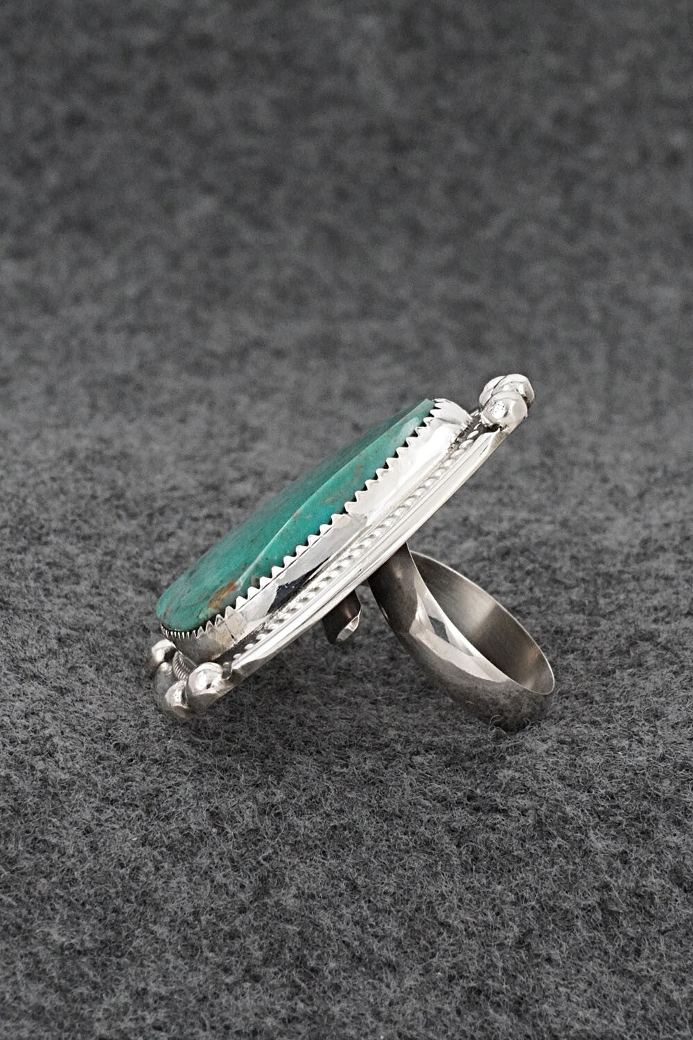 Turquoise & Sterling Silver Ring - Leslie Nez - Size 7 Adj.