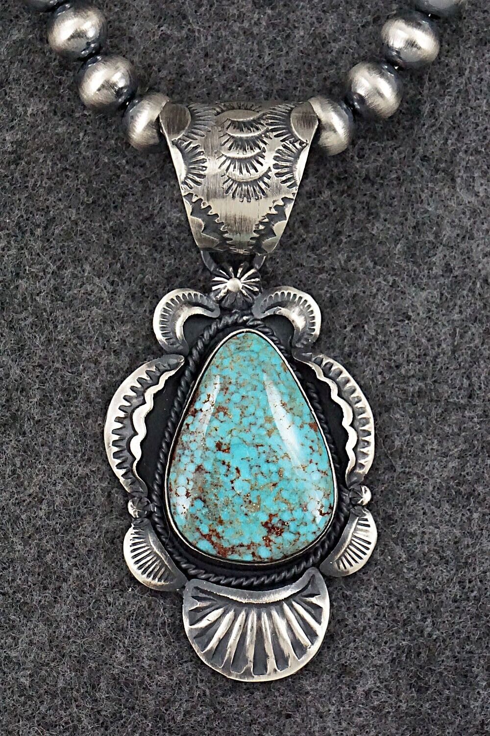 Turquoise & Sterling Silver Necklace - Gilbert Tom