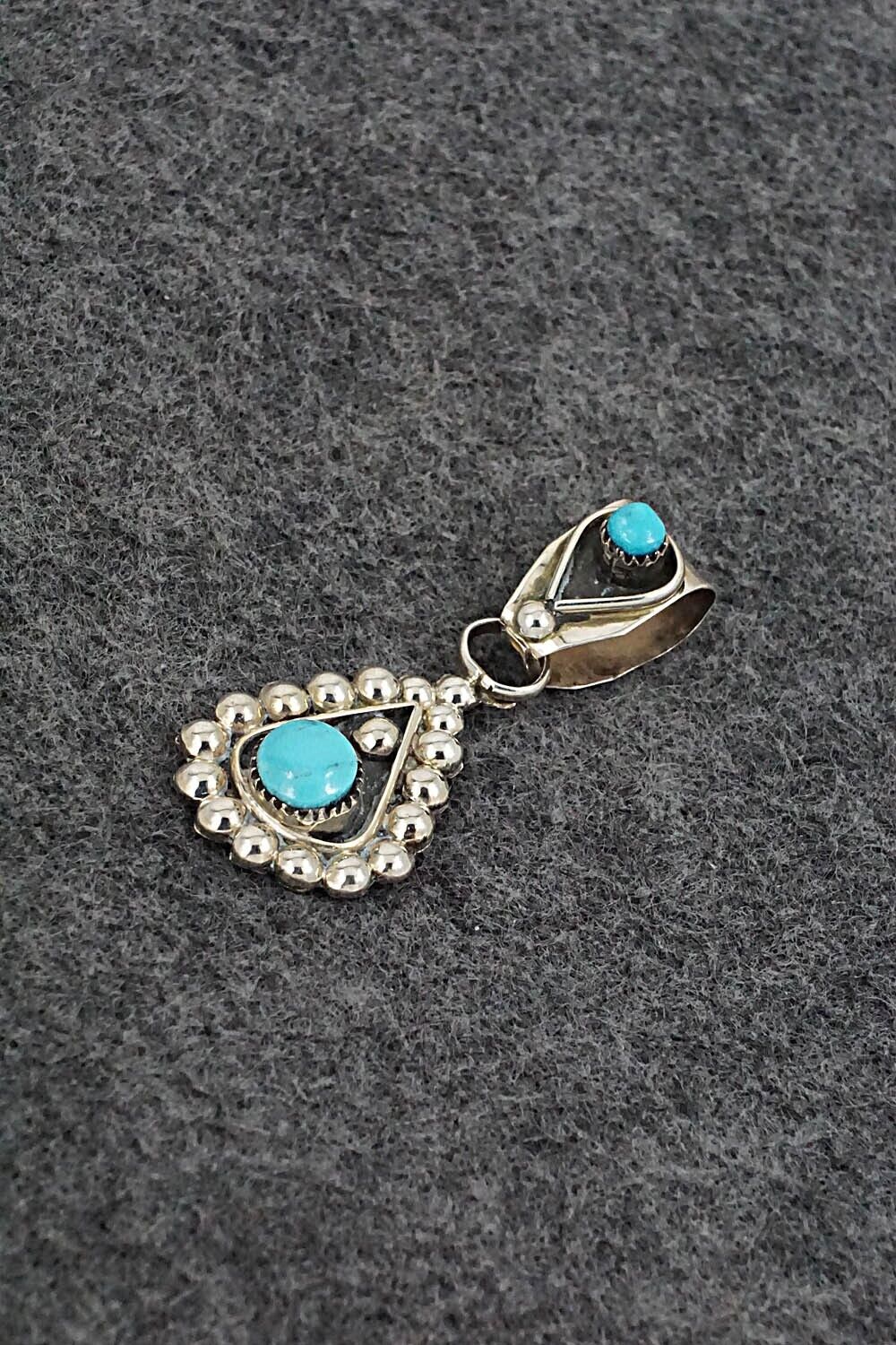 Turquoise and Sterling Silver Pendant - Verdie Booqua