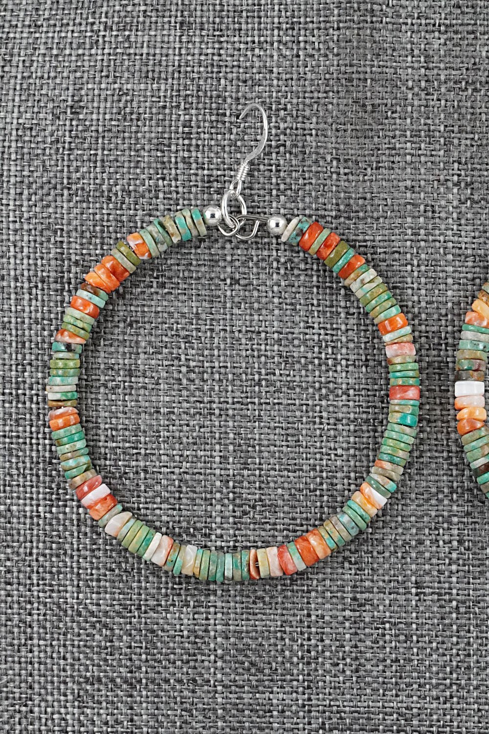Turquoise, Spiny Oyster & Sterling Silver Earrings - Doreen Jake
