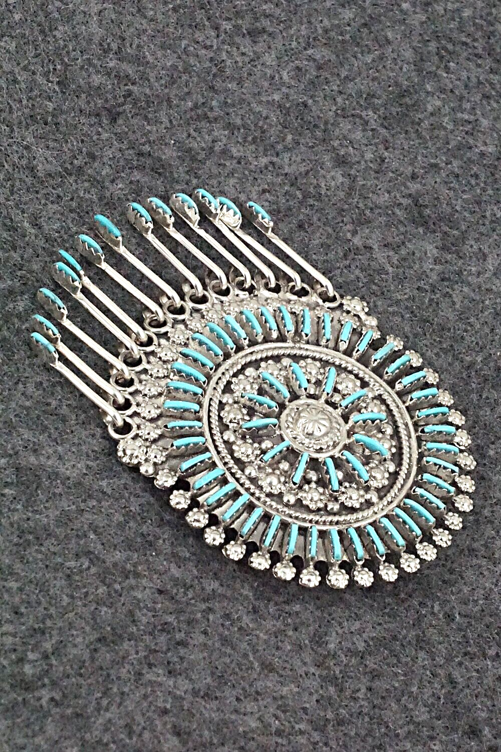 Turquoise & Sterling Silver Pendant/Pin - Kevin Leekity