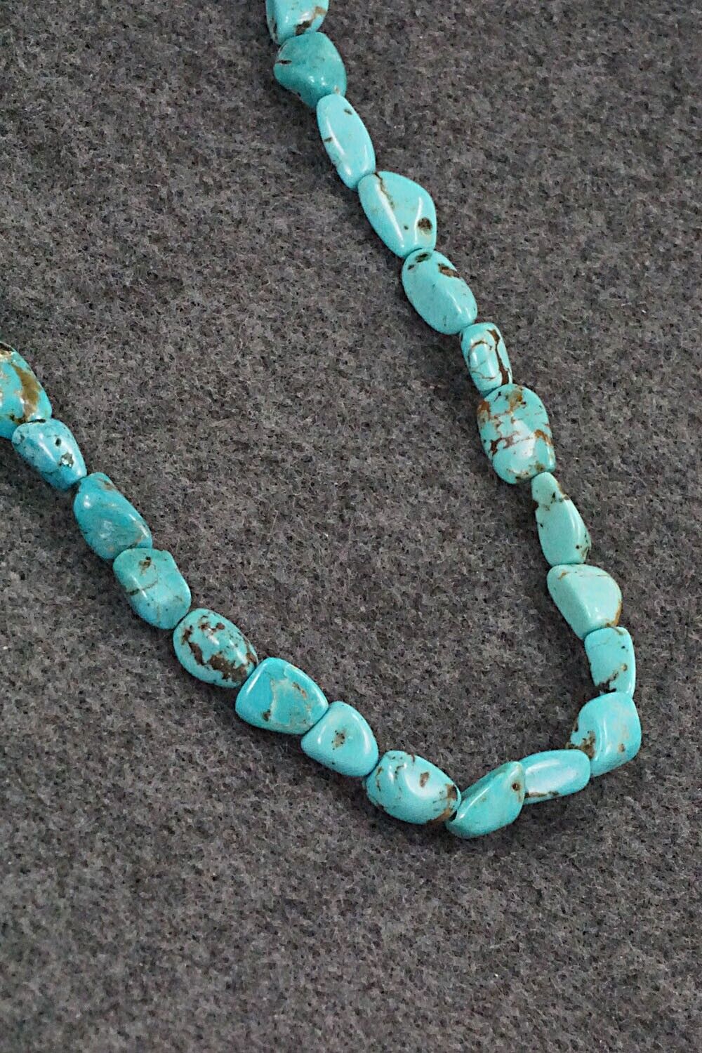 Turquoise & Sterling Silver Necklace 49" - Doreen Jake