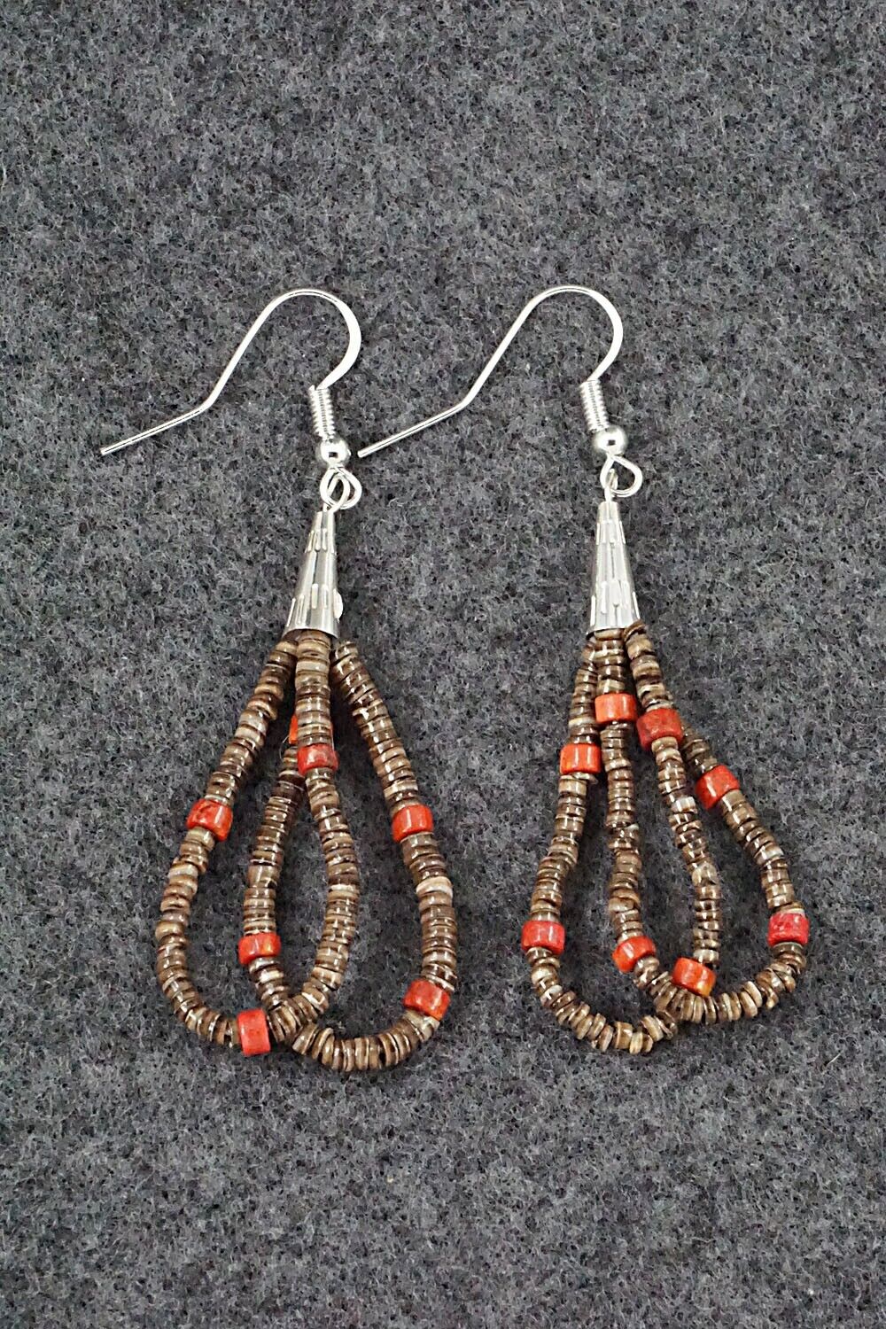 Coral, Shell & Sterling Silver Earrings - Ramona Bird