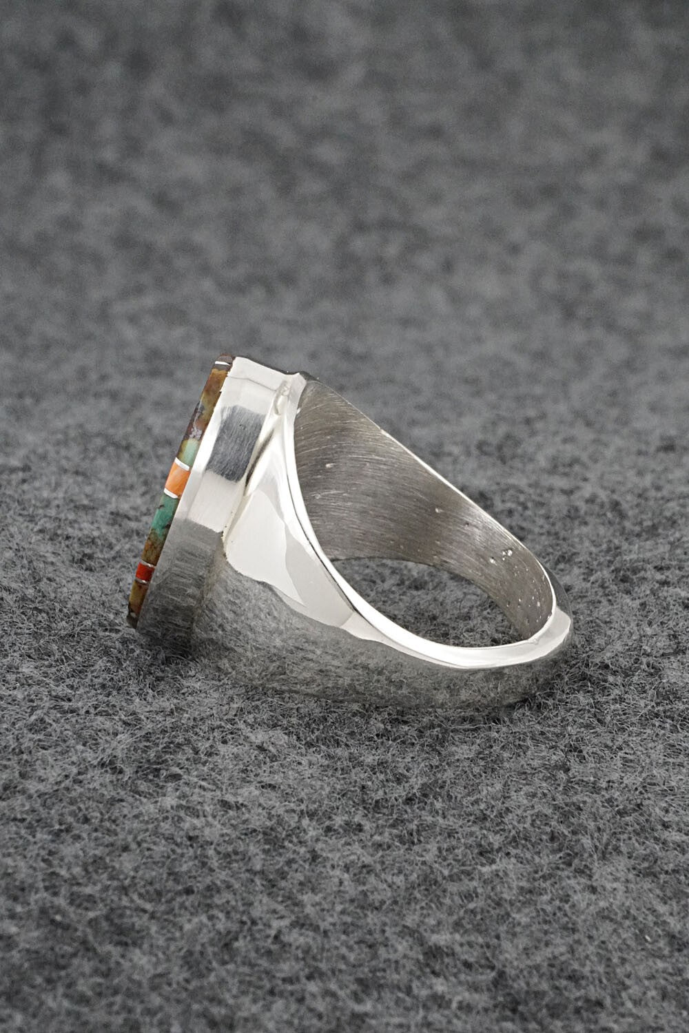 Turquoise, Spiny Oyster & Sterling Silver Ring - Wilbert Gray - Size 11.5