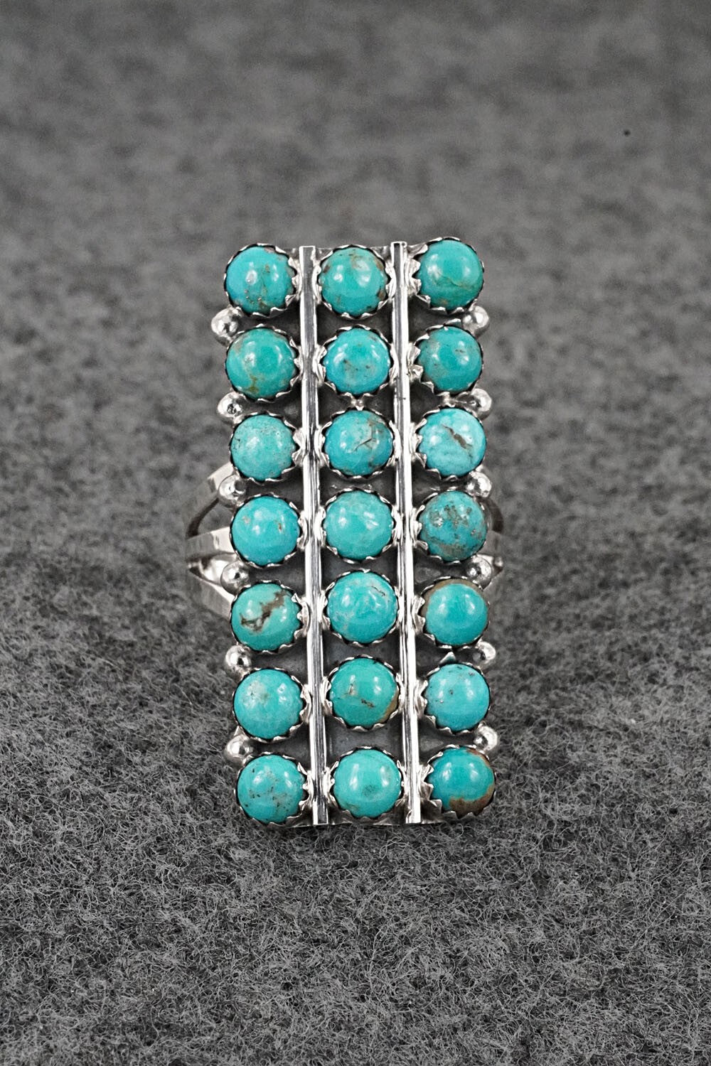 Turquoise & Sterling Silver Ring - Kenny Lonjose - Size 6.5