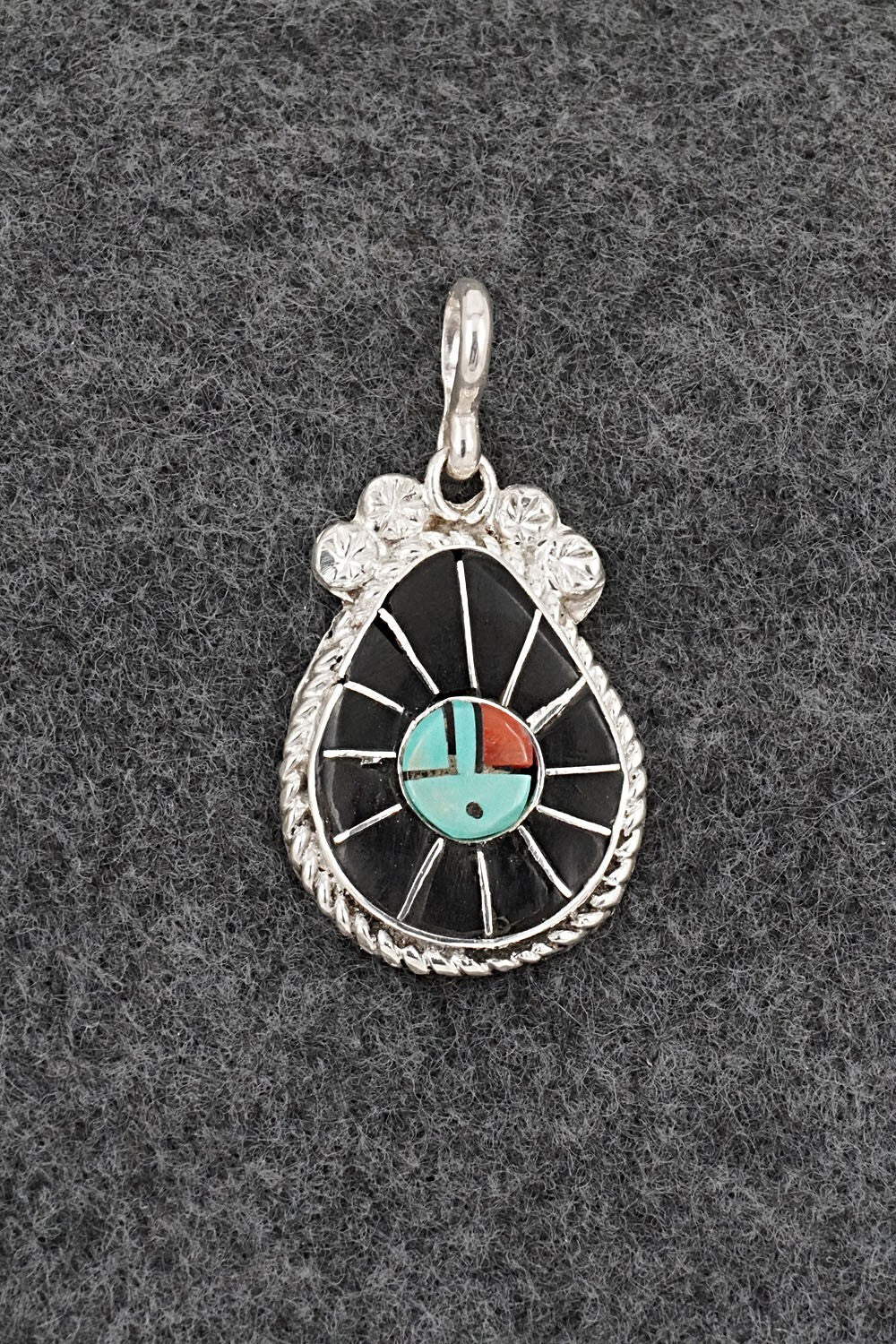 Multi-Stone & Sterling Silver Inlay Pendant - Ola Eriacho