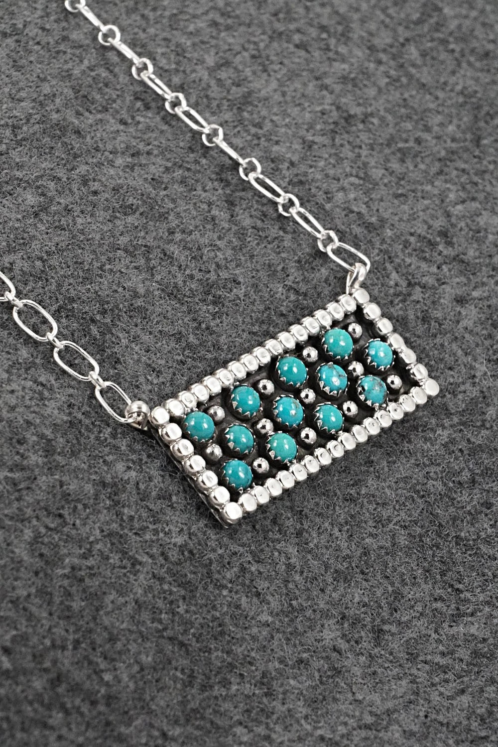 Turquoise & Sterling Silver Necklace - Kenny Lonjose