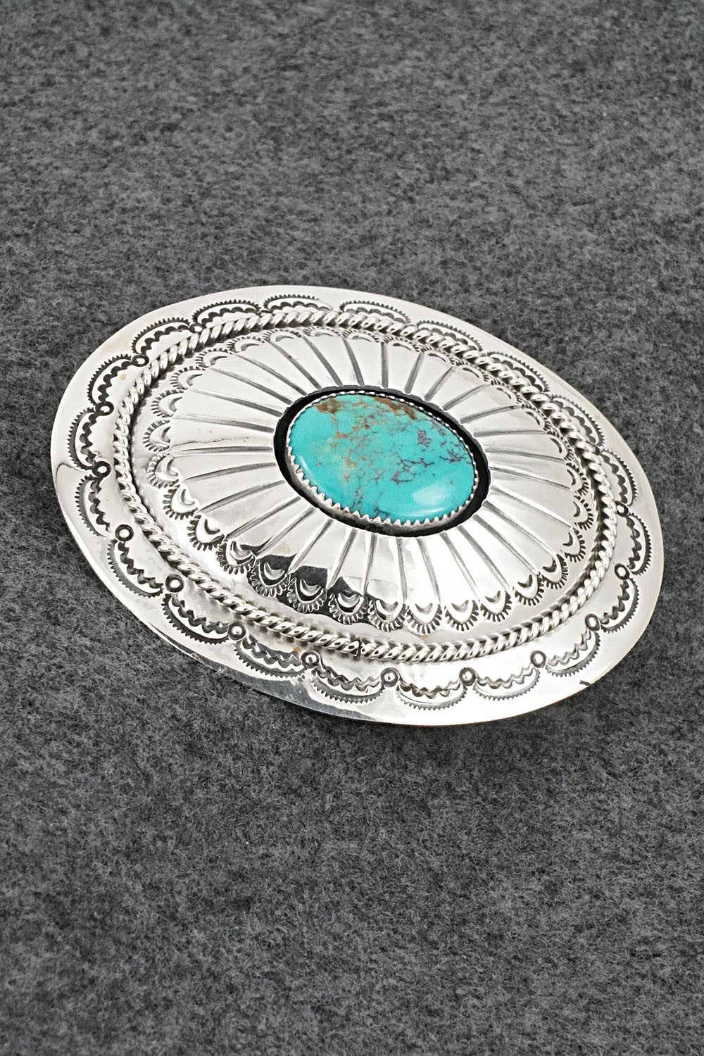 Turquoise & Sterling Silver Belt Buckle - Wilbert Muskett Sr.