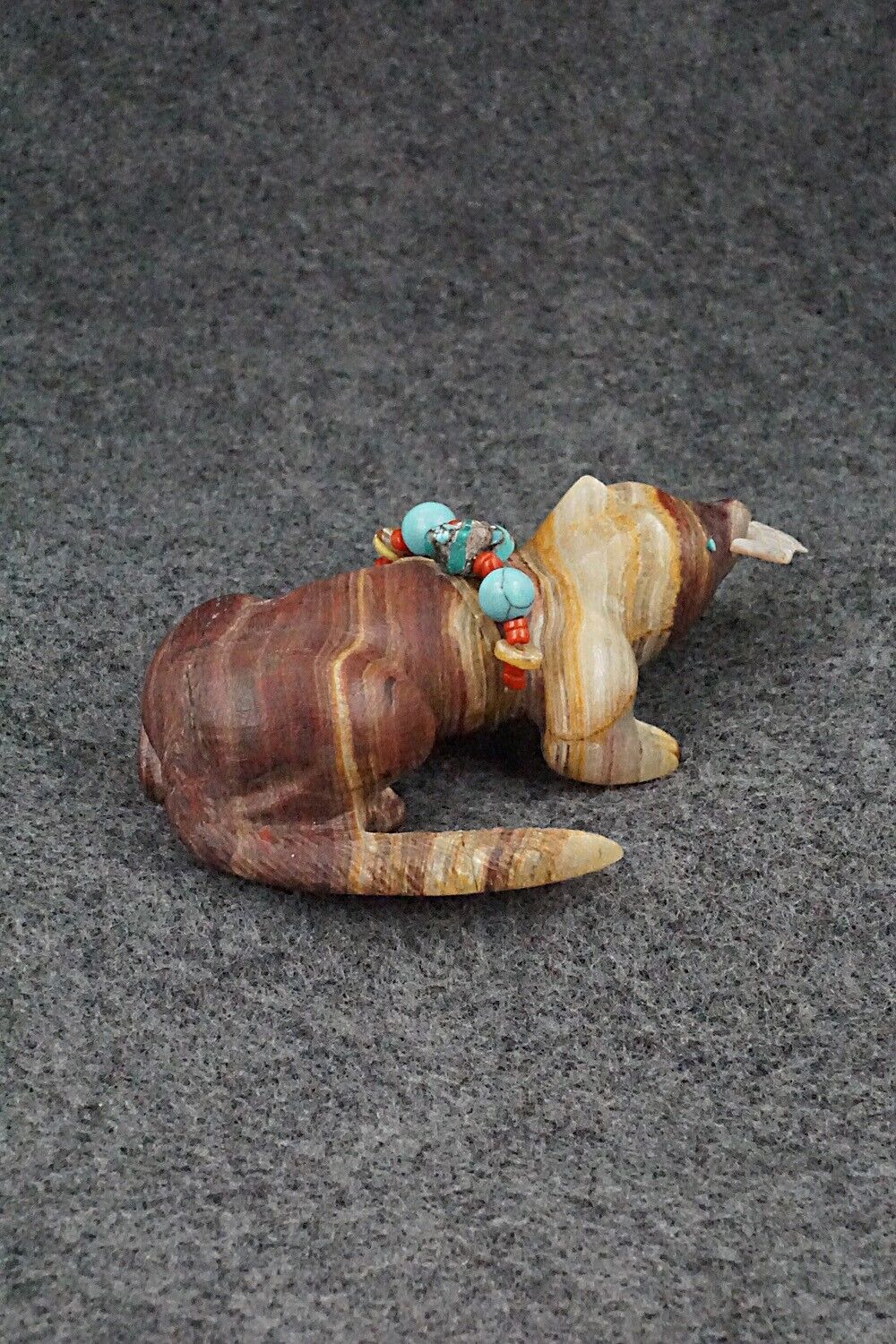Otter with Fish Zuni Fetish Carving - Douglas Martza