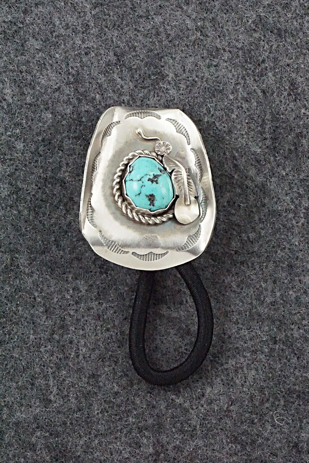 Turquoise & Sterling Silver Hair Tie - Tim Yazzie